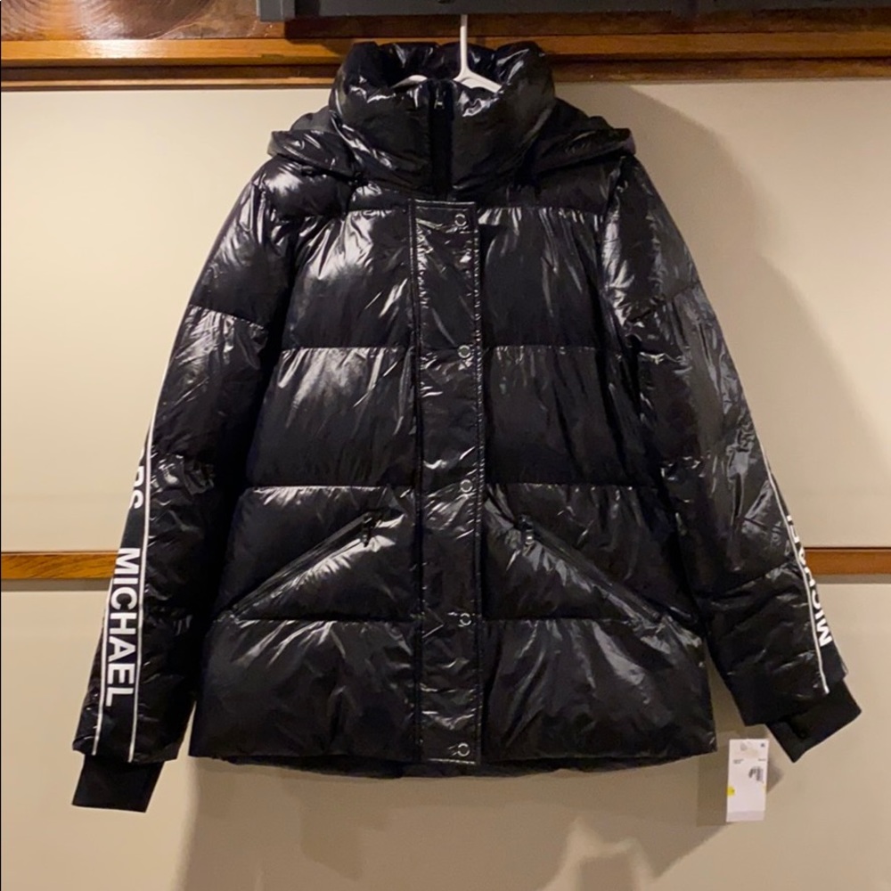 Michael Kors shiny black puffer jacket